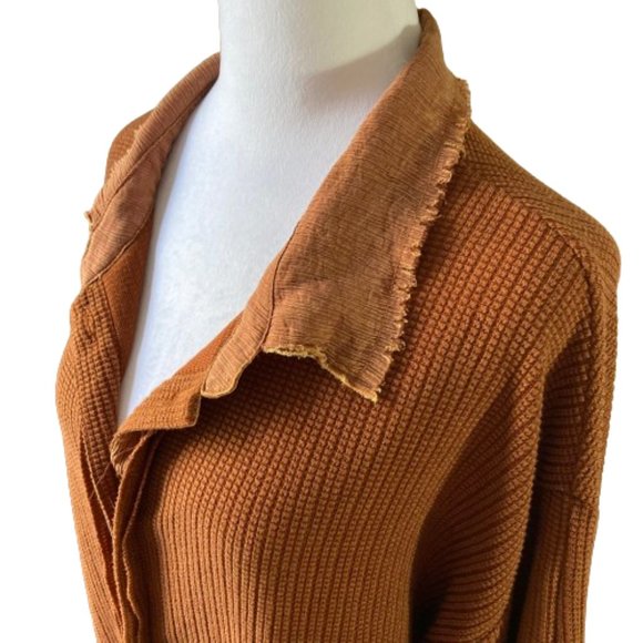 UMGEE Boho Waffle Weave Long Coat Frayed Edges Rust Oversize Fall, sz L-1X NOTE - Picture 14 of 14